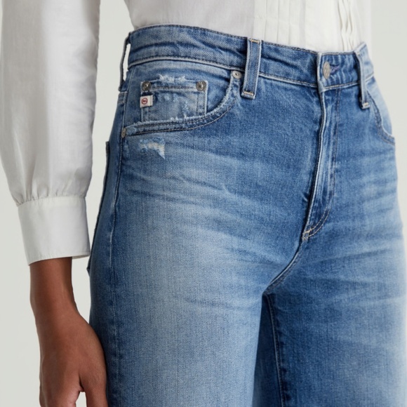 AG Jeans Saige Wide Leg Crop Jeans Light Blue Size 28 - Picture 6 of 7